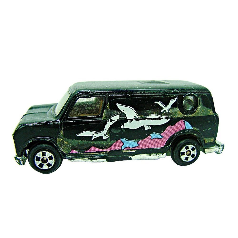 Vintage 1:64 Black Diecast Toy Car Van Made In Hong Kong Collectible